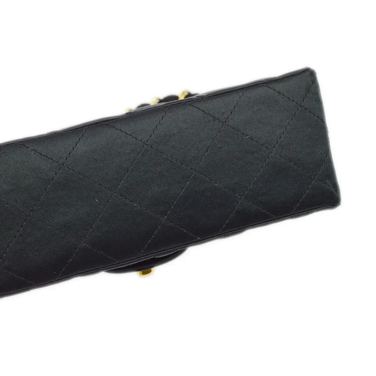 Chanel 1989-1991 Black Satin Mini Classic Square Flap Shoulder Bag 17 - Image 5