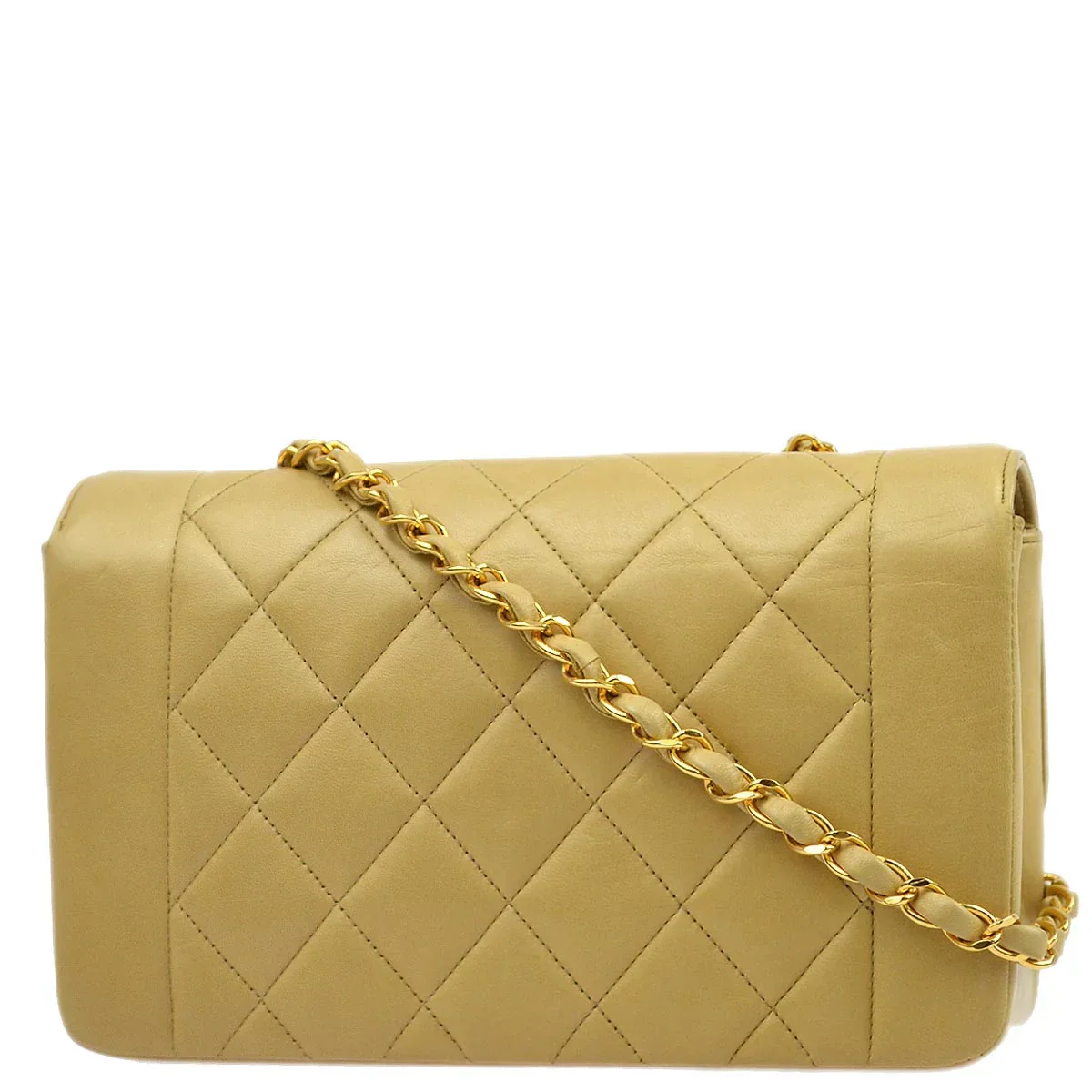 Chanel 1991-1994 Beige Lambskin Small Diana Shoulder Bag - Image 2