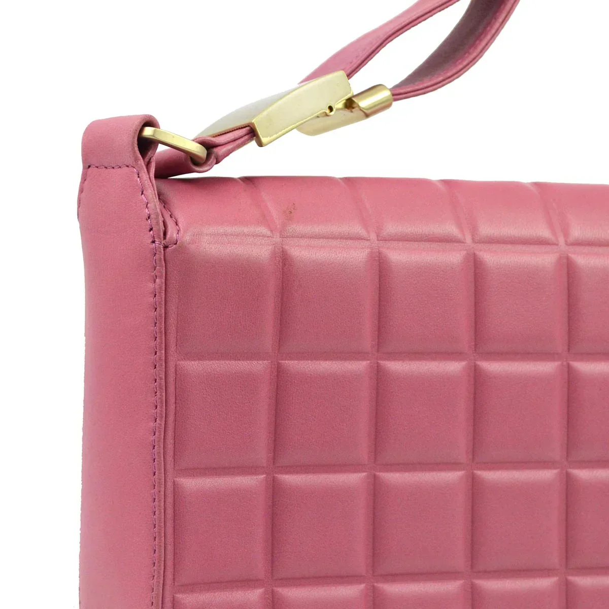 Chanel 2003-2004 Pink Lambskin Choco Bar Shoulder Bag - Image 3