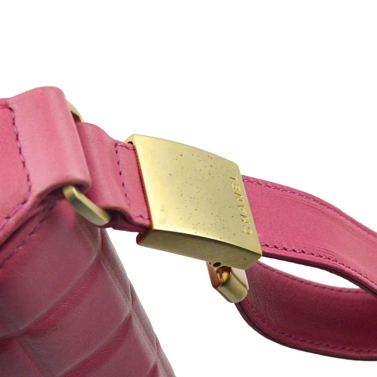 Chanel 2003-2004 Pink Lambskin Choco Bar Shoulder Bag - Image 4