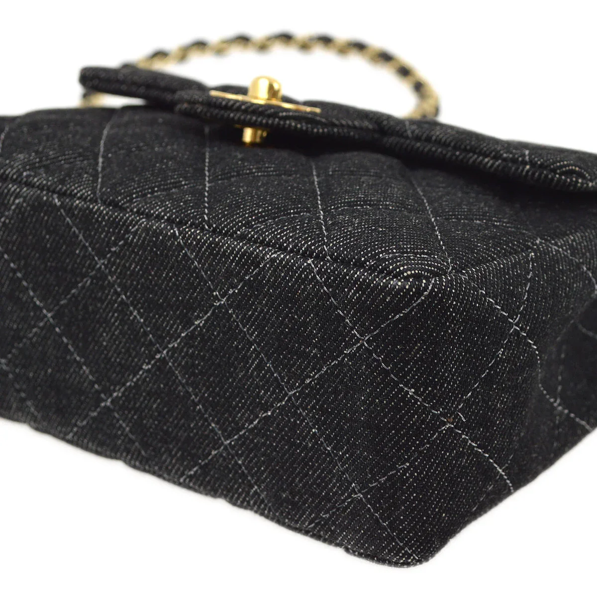 Chanel 2000-2001 Black Denim Mini Classic Square Flap Shoulder Bag 17 - Image 4