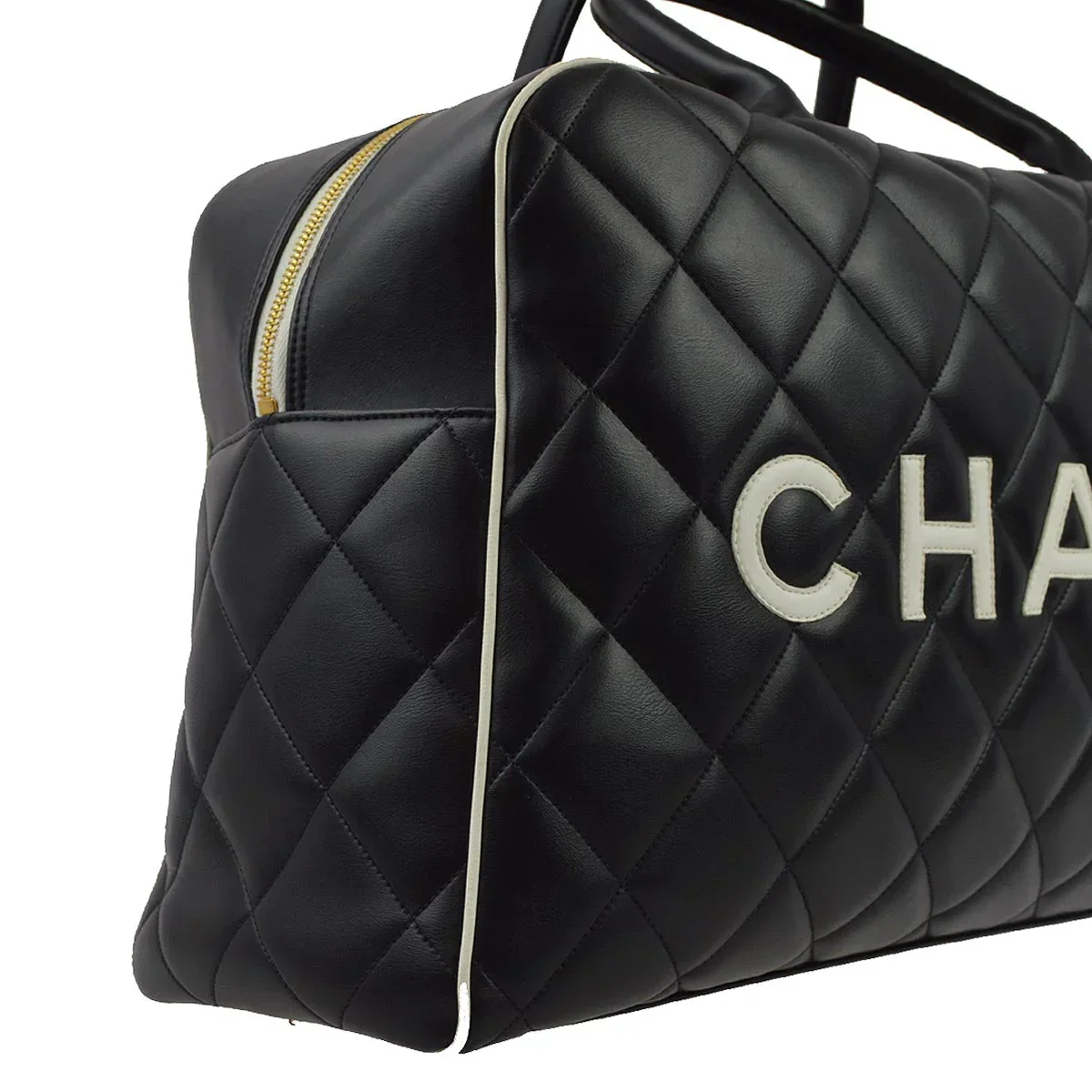 Chanel * 1994-1996 Black Calfskin Travel Bowling Bag - Image 3