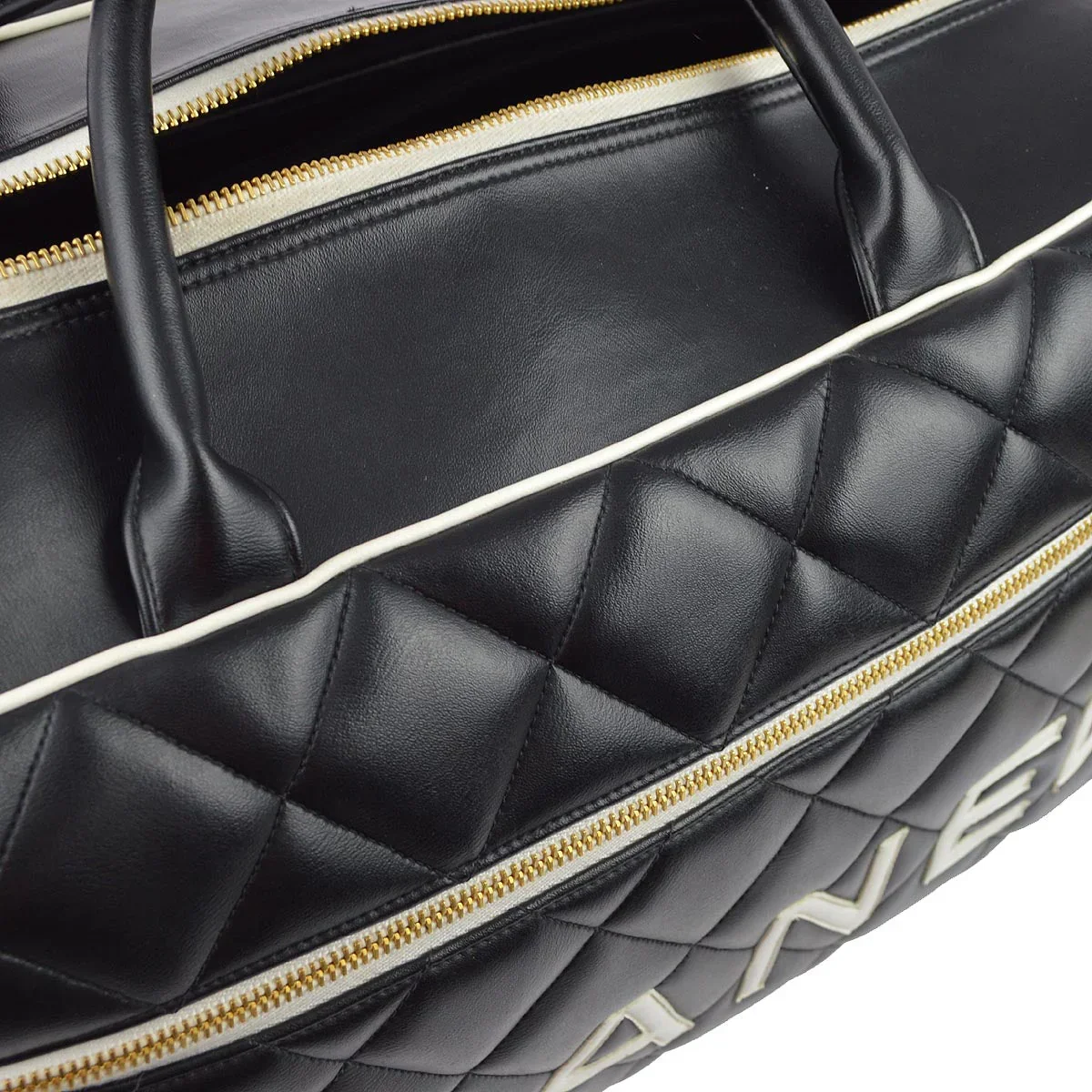 Chanel * 1994-1996 Black Calfskin Travel Bowling Bag - Image 4