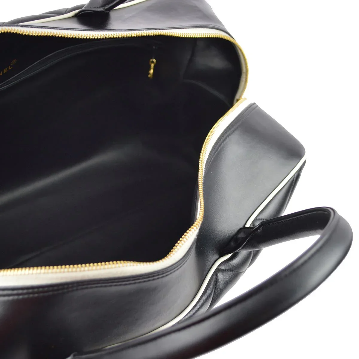 Chanel * 1994-1996 Black Calfskin Travel Bowling Bag - Image 8