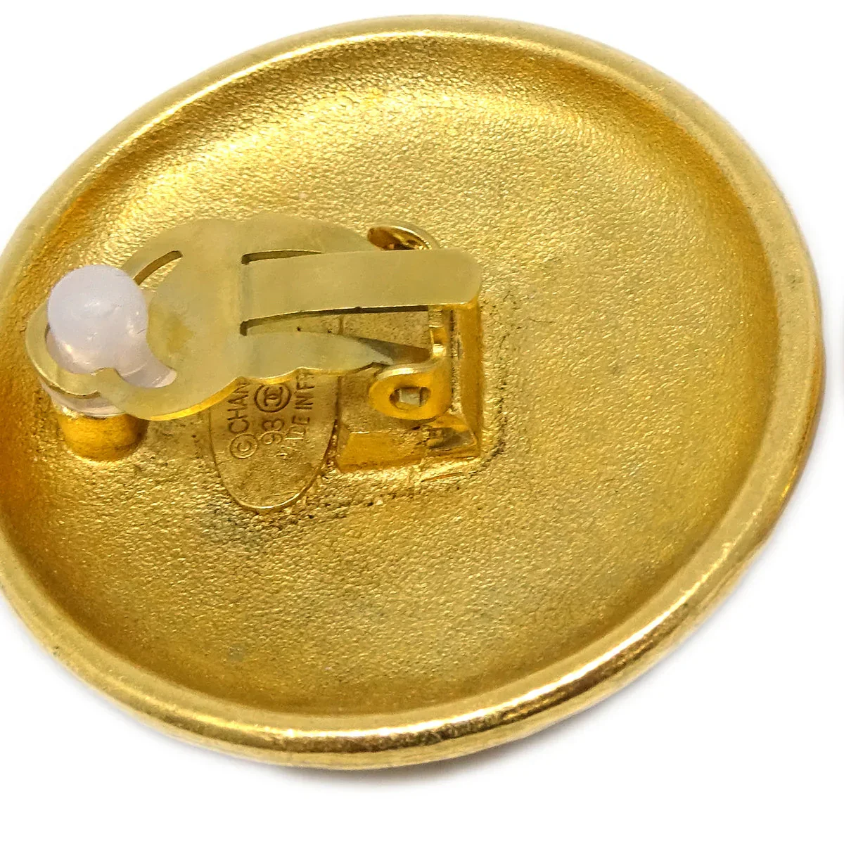 Chanel Button Earrings Clip-On Gold 93A - Image 3