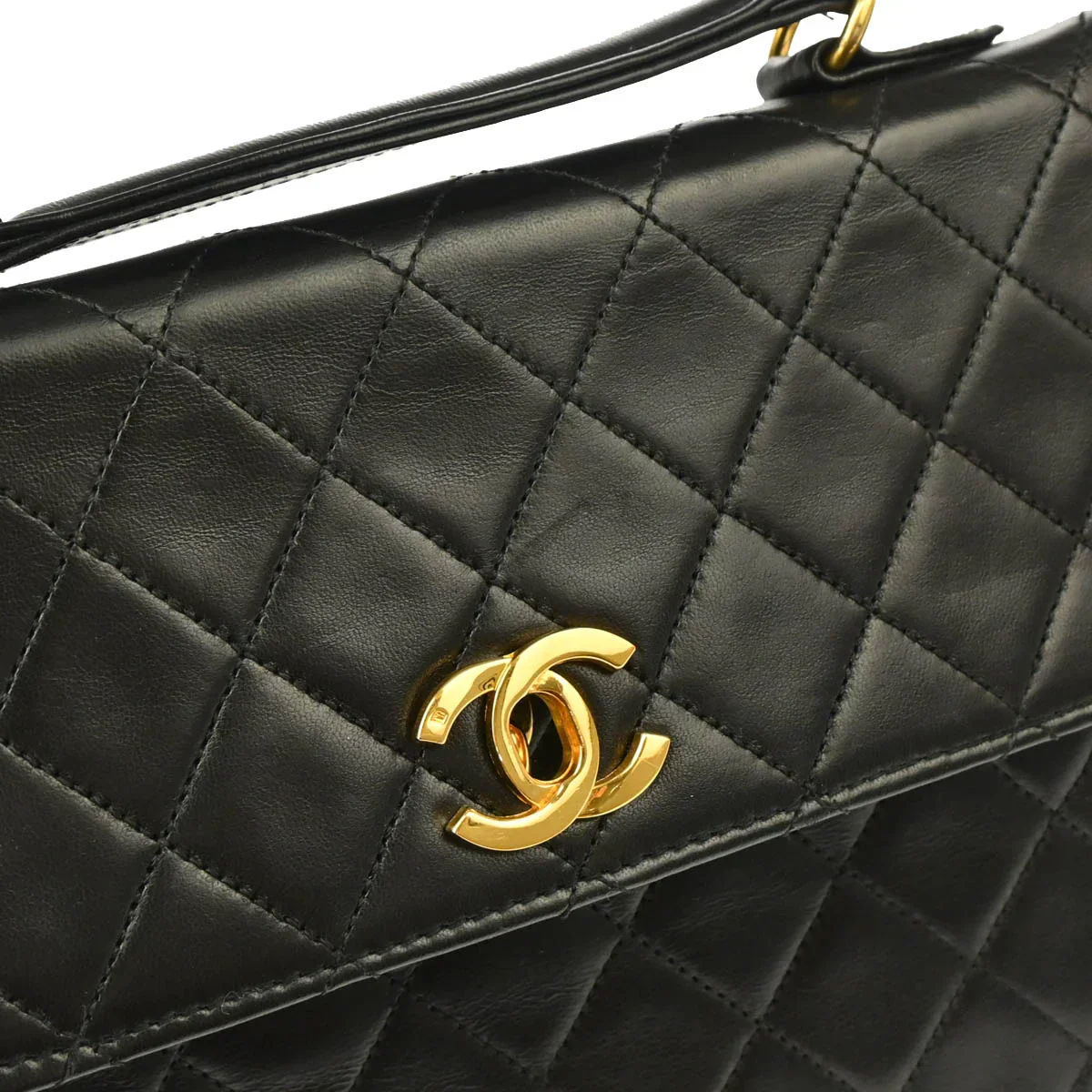 Chanel 1986-1988 Black Lambskin 2way Shoulder Bag - Image 5