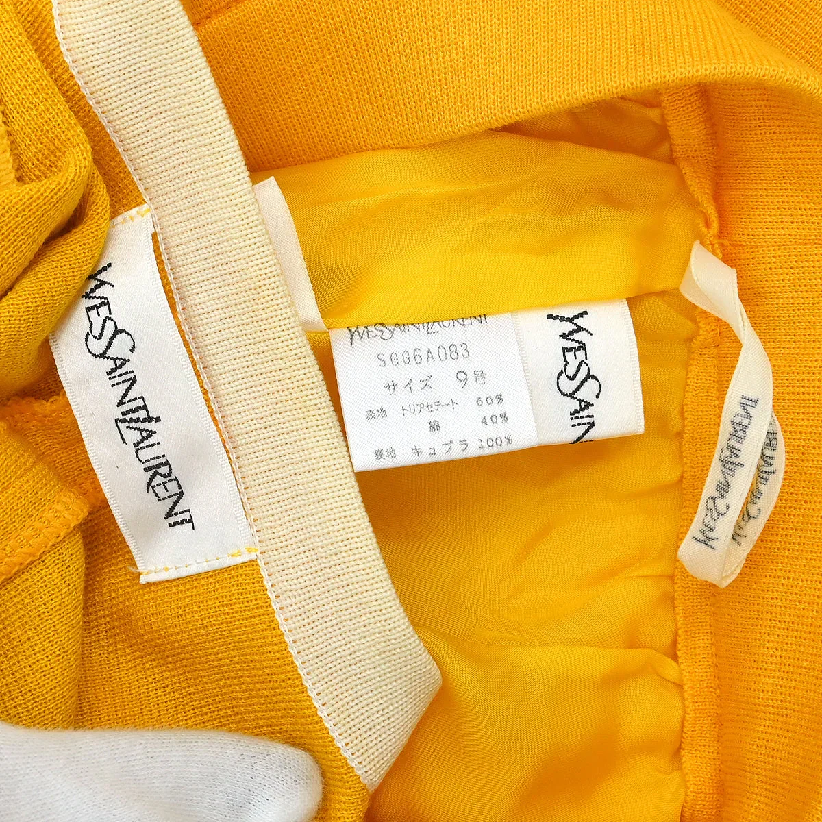 Yves Saint Laurent Setup Suit Jacket Skirt Yellow #M #9 - Image 7