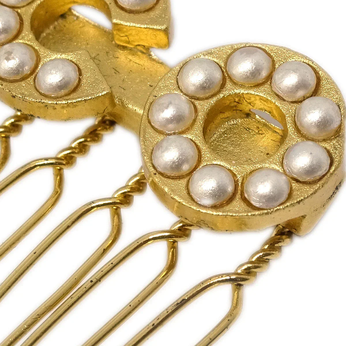 Chanel COCO Hairpin Gold Costume Pearl 01A - Image 2