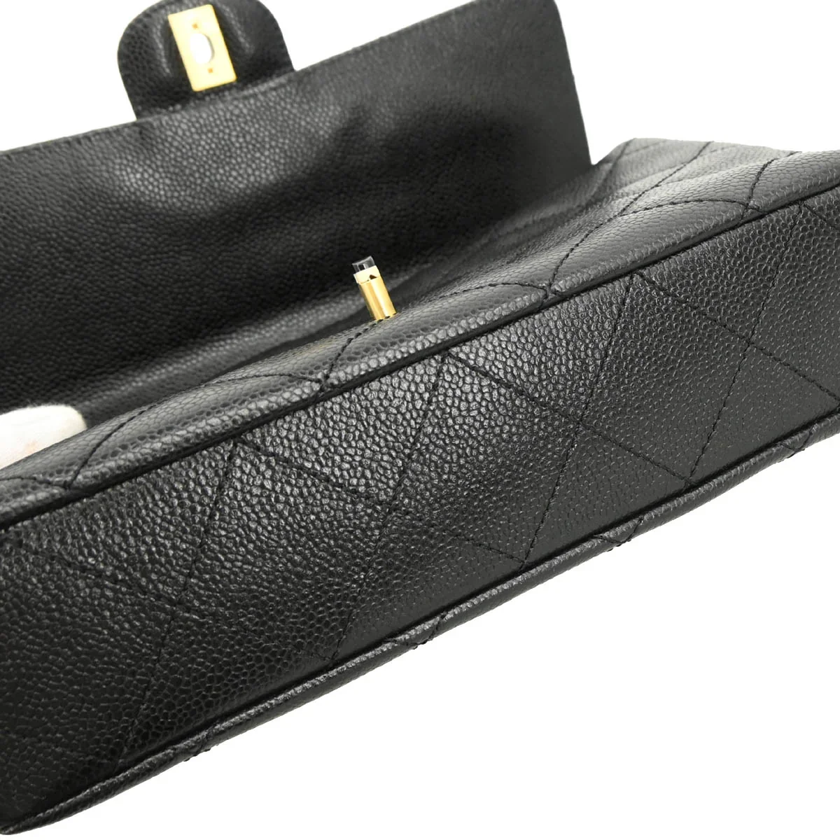 Chanel 1996-1997 Black Caviar Single Flap Shoulder Bag - Image 5