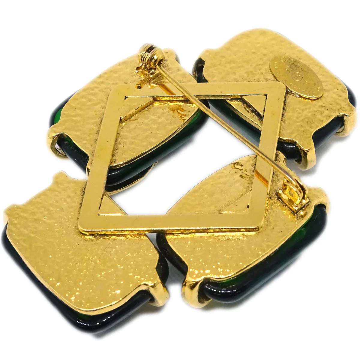 Chanel Gripoix Brooch Pin Gold Green 94P - Image 3