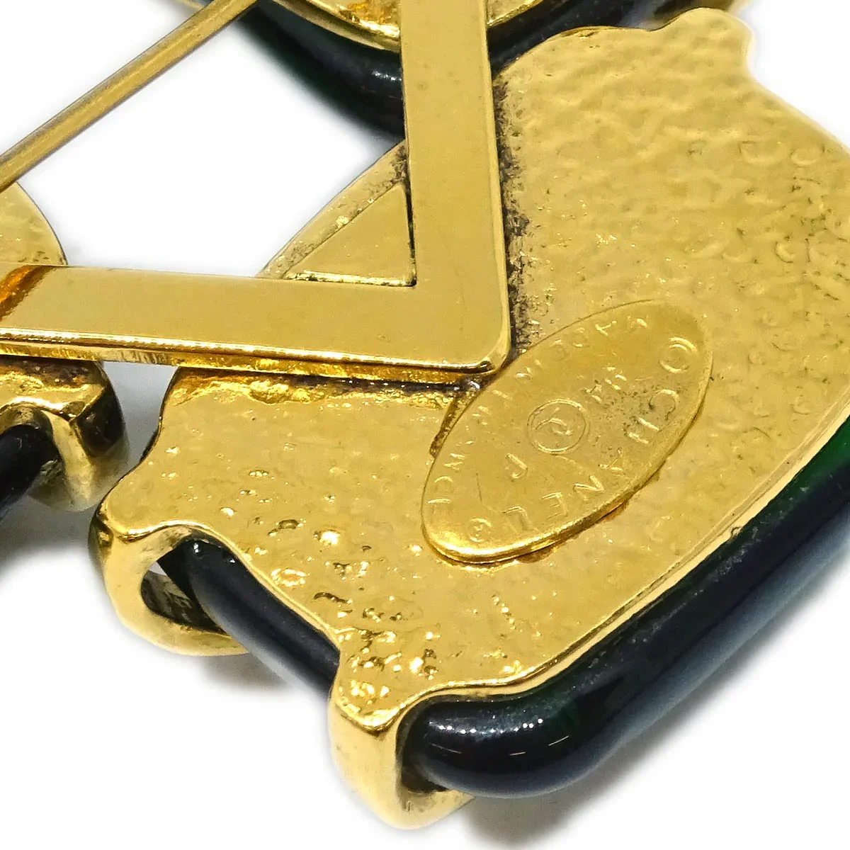 Chanel Gripoix Brooch Pin Gold Green 94P - Image 4