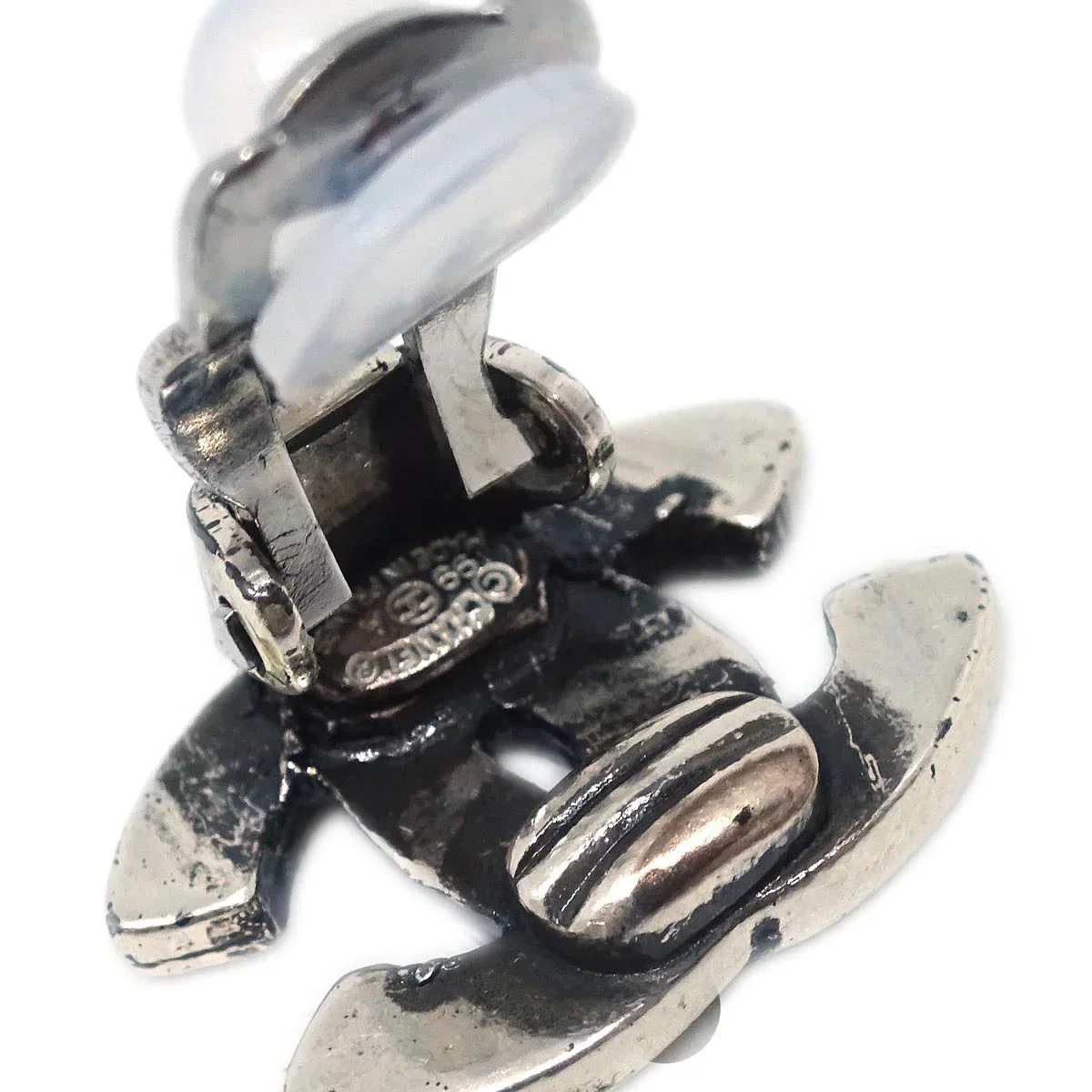 Chanel CC Earrings Clip-On Silver 99A - Image 4