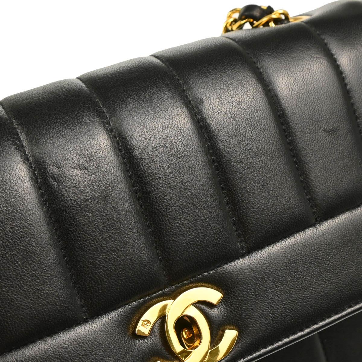 Chanel 1994-1996 Mademoiselle Black Lambskin Shoulder Bag - Image 6