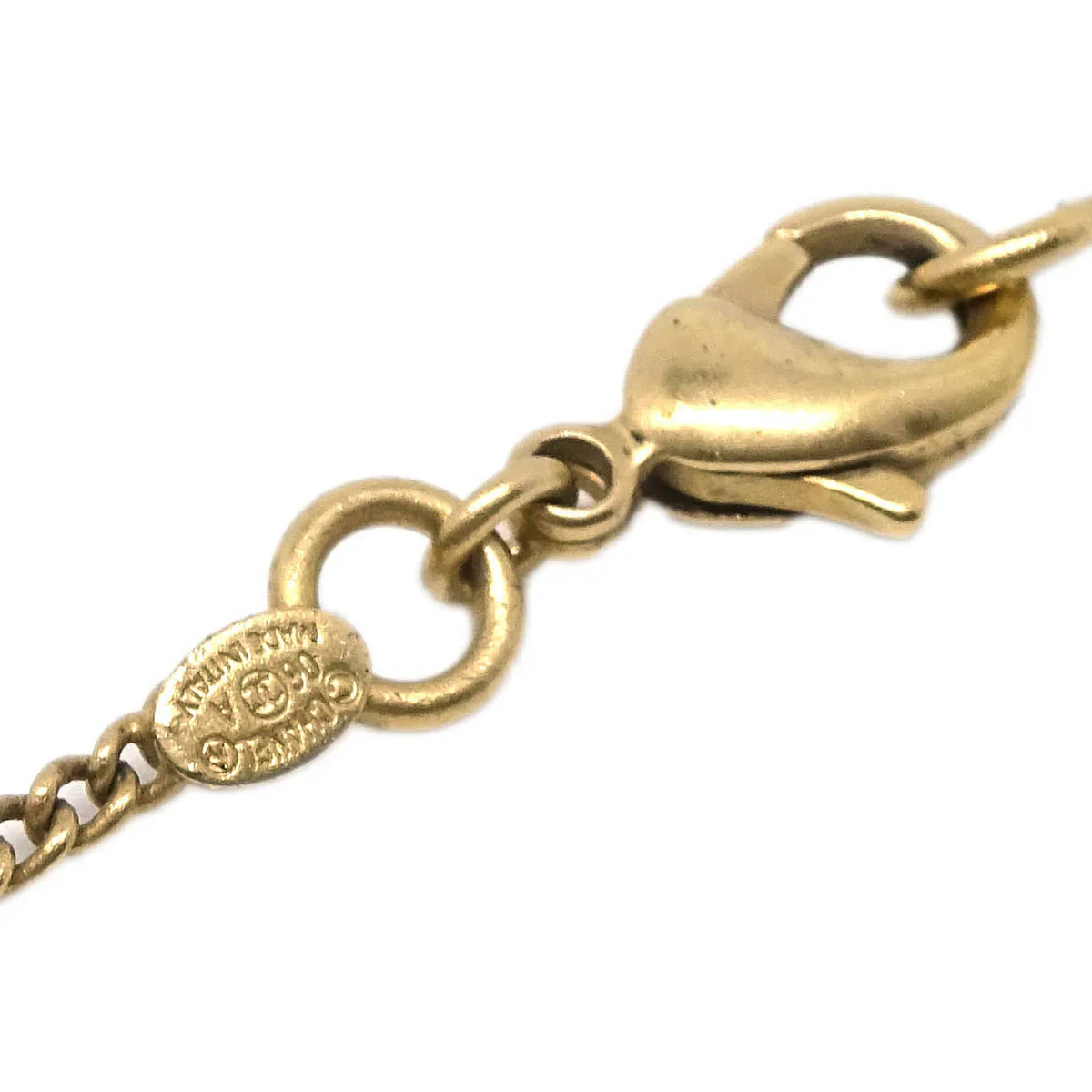 Chanel Chain Necklace Pendant Rhinestone Gold 06A - Image 4