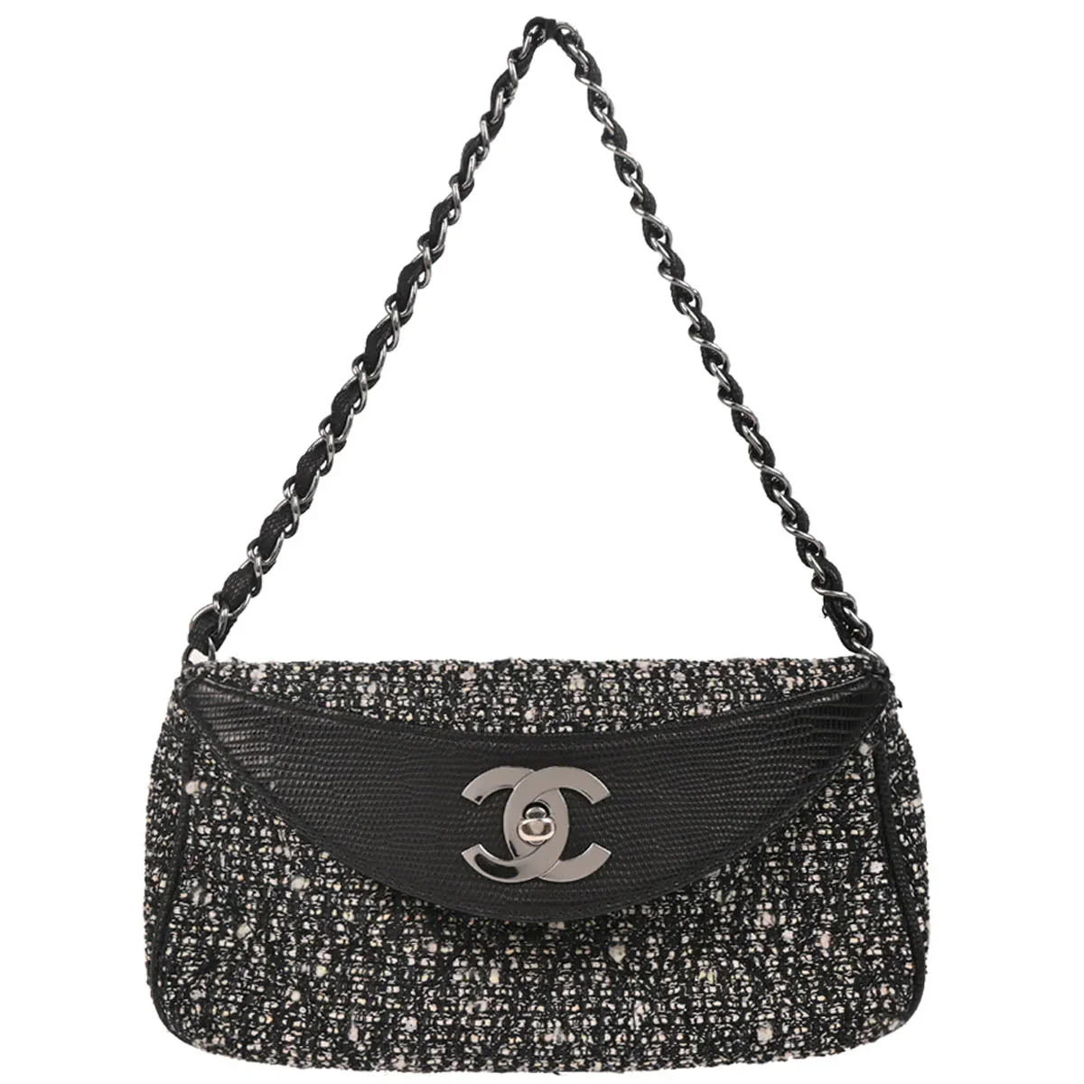 Chanel * 2005-2006 Black Tweed Lizard Handbag