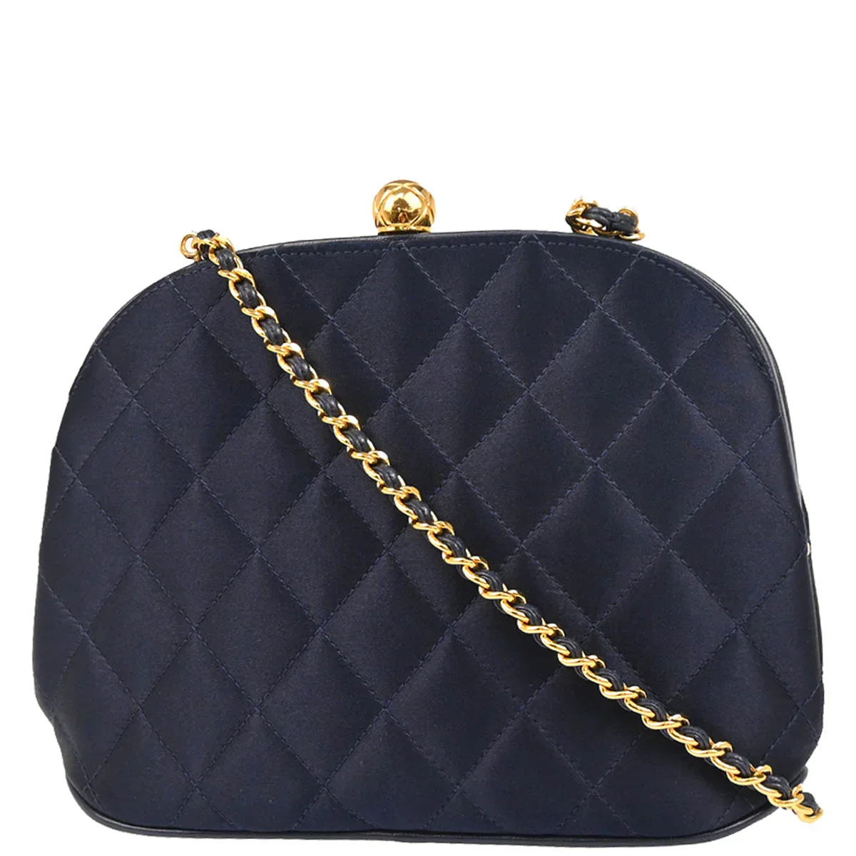 Chanel 1994-1996 Navy Satin Shoulder Bag - Image 2