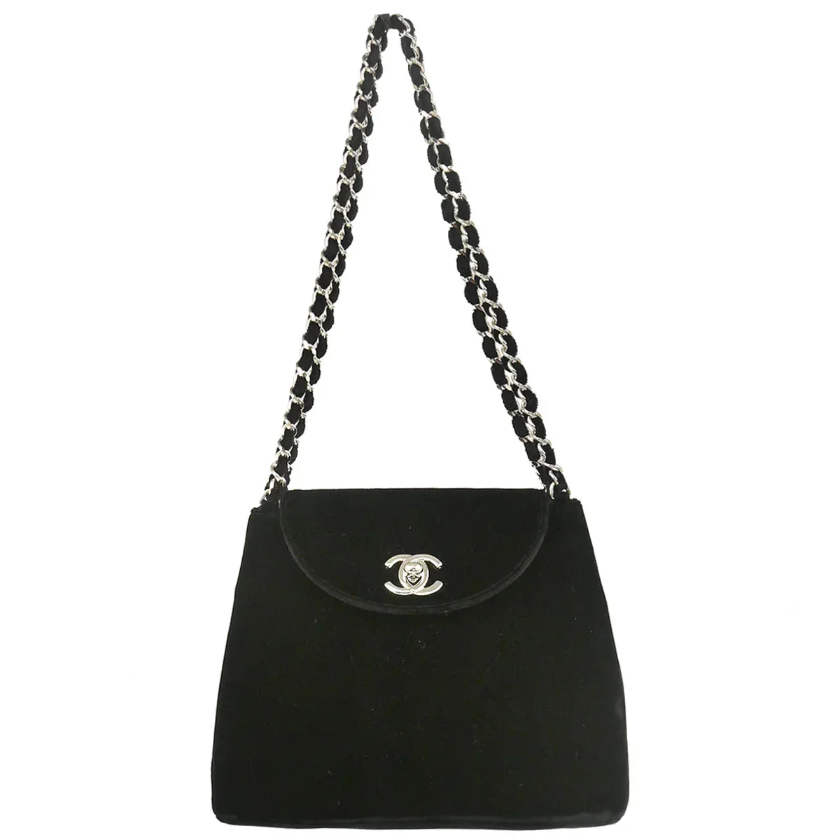 Chanel 1996-1997 Black Velvet Chain Handbag - Image 2