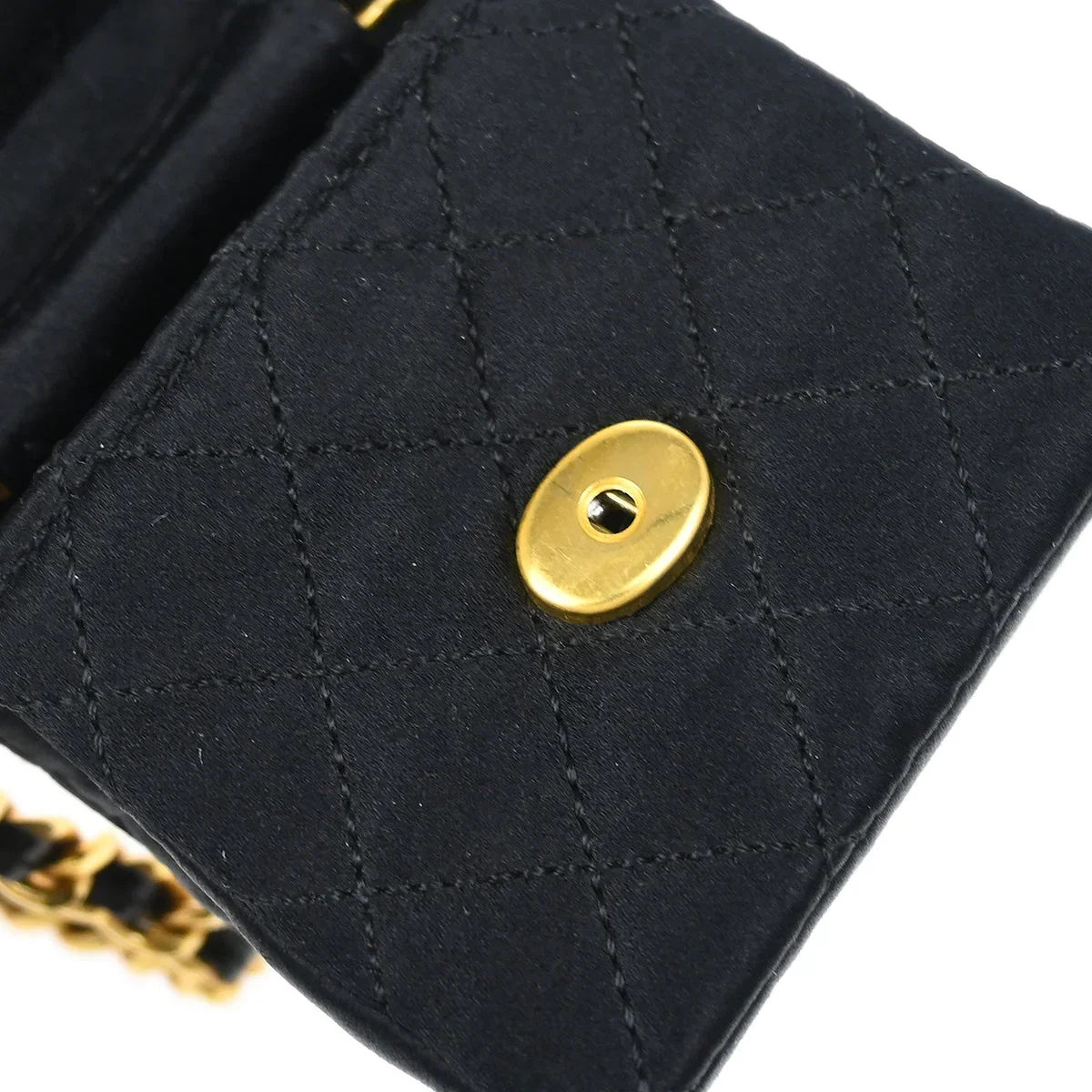 Chanel 1989-1991 Black Satin Classic Flap Micro Chain Crossbody Bag Pouch - Image 5