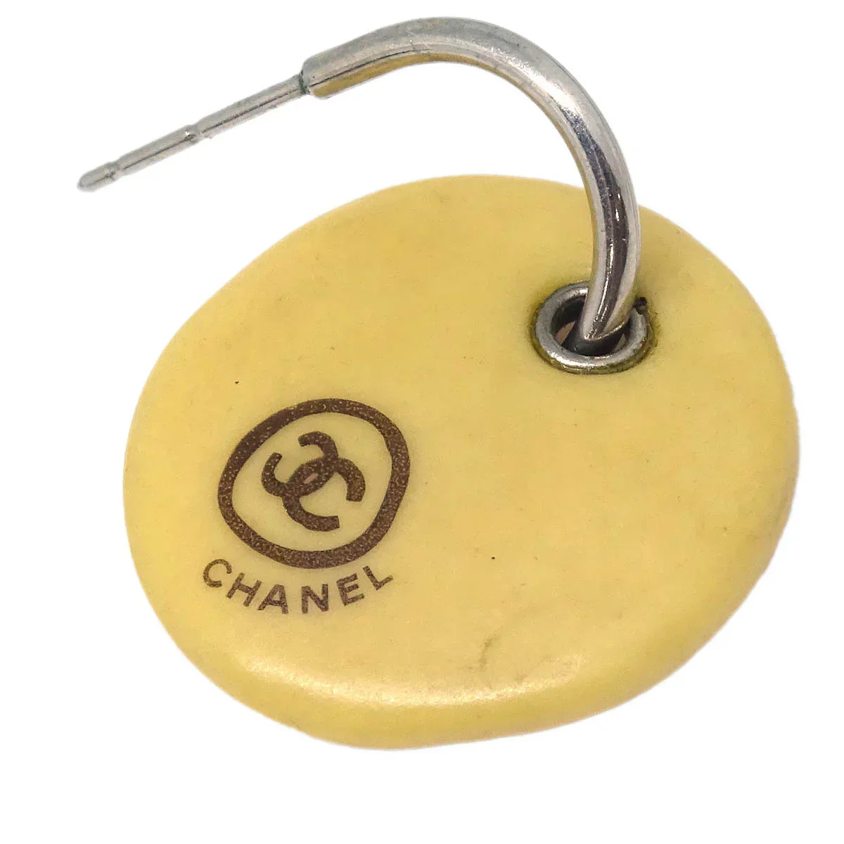 Chanel Dangle Piercing Earrings Beige Silver 00T - Image 3
