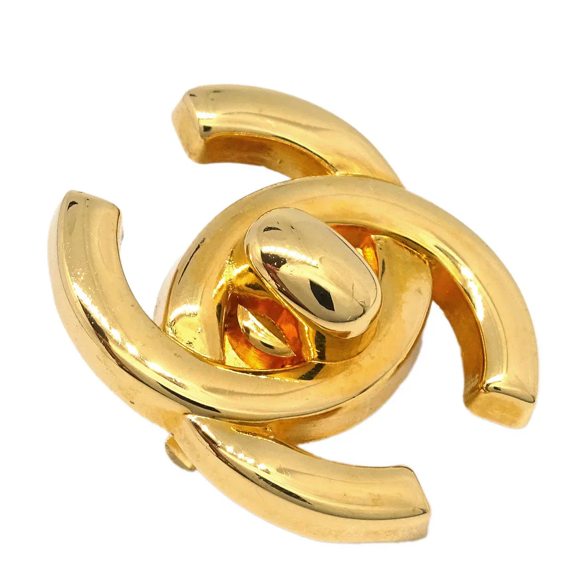 Chanel CC Turnlock Earrings Clip-On Gold Small 96A - Image 2