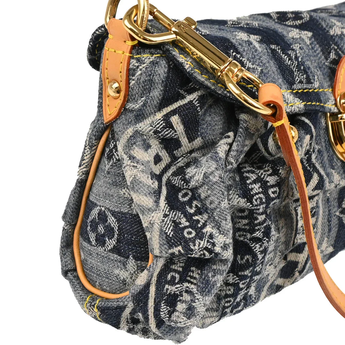 Louis Vuitton 2006 Blue Monogram Denim Mini Pleaty Raye Handbag M95333 - Image 3