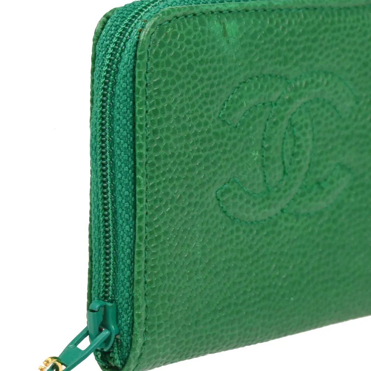 Chanel 1994-1996 Green Caviar Coin Purse Wallet - Image 3