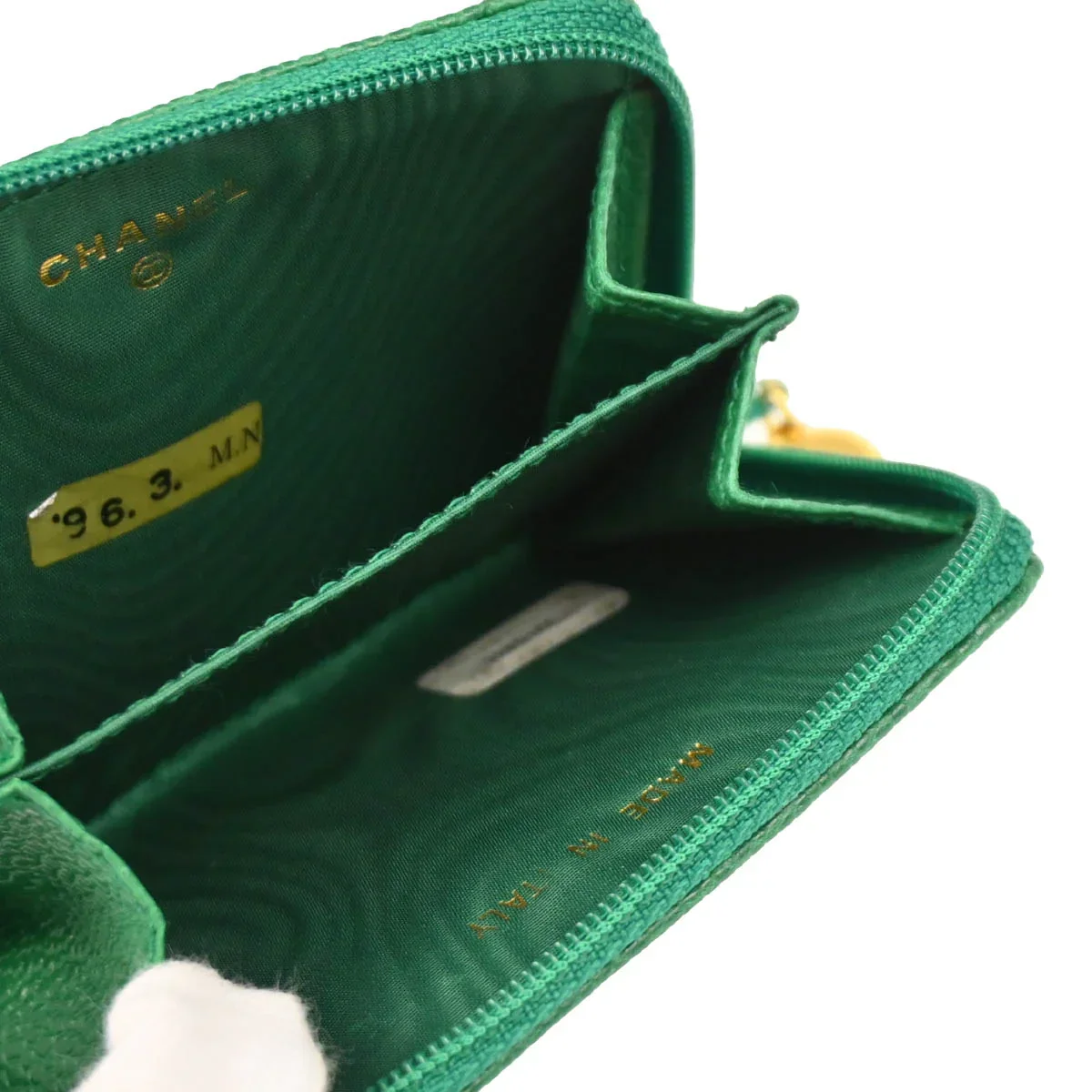 Chanel 1994-1996 Green Caviar Coin Purse Wallet - Image 4