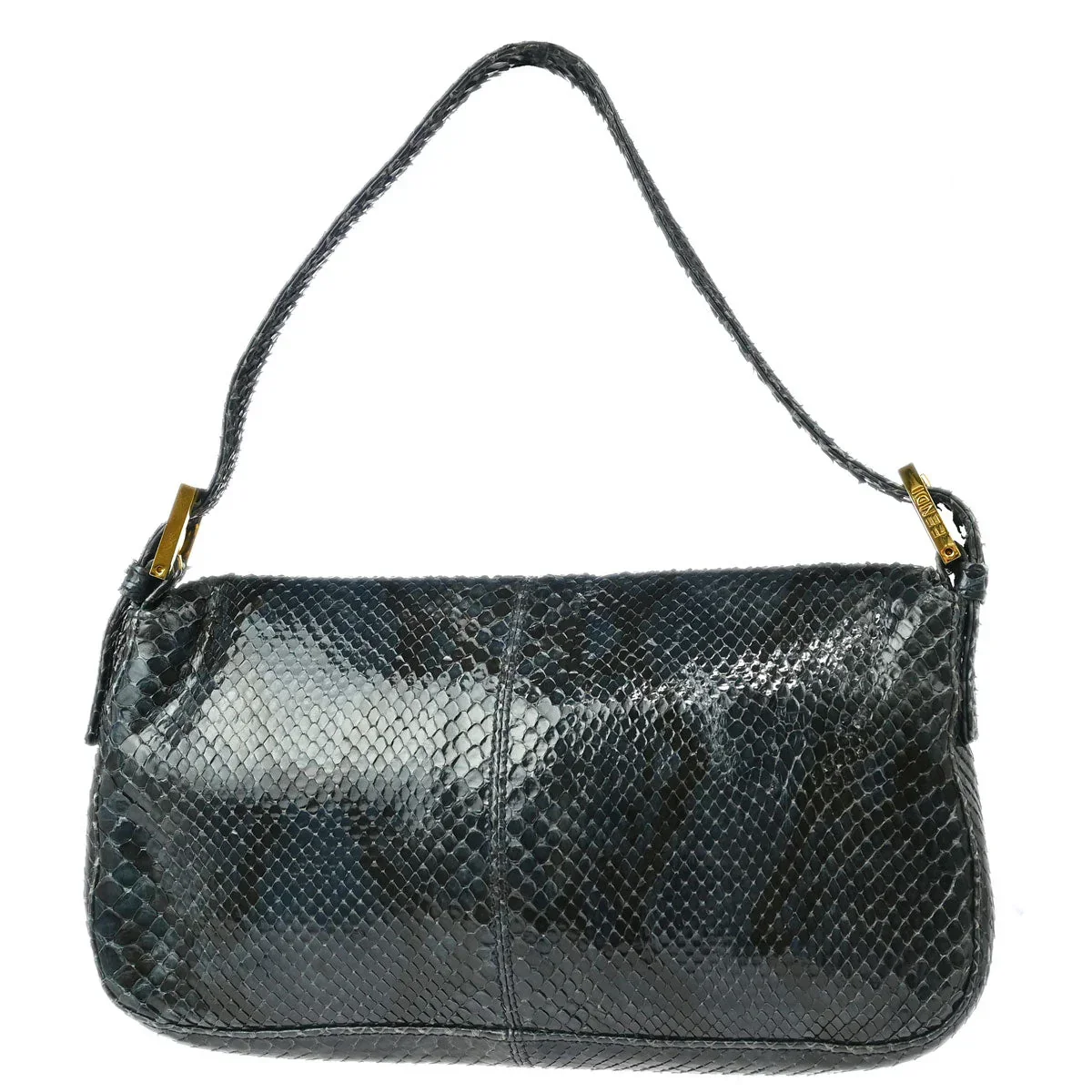 Fendi* 2008 Navy Python Baguette Handbag - Image 2