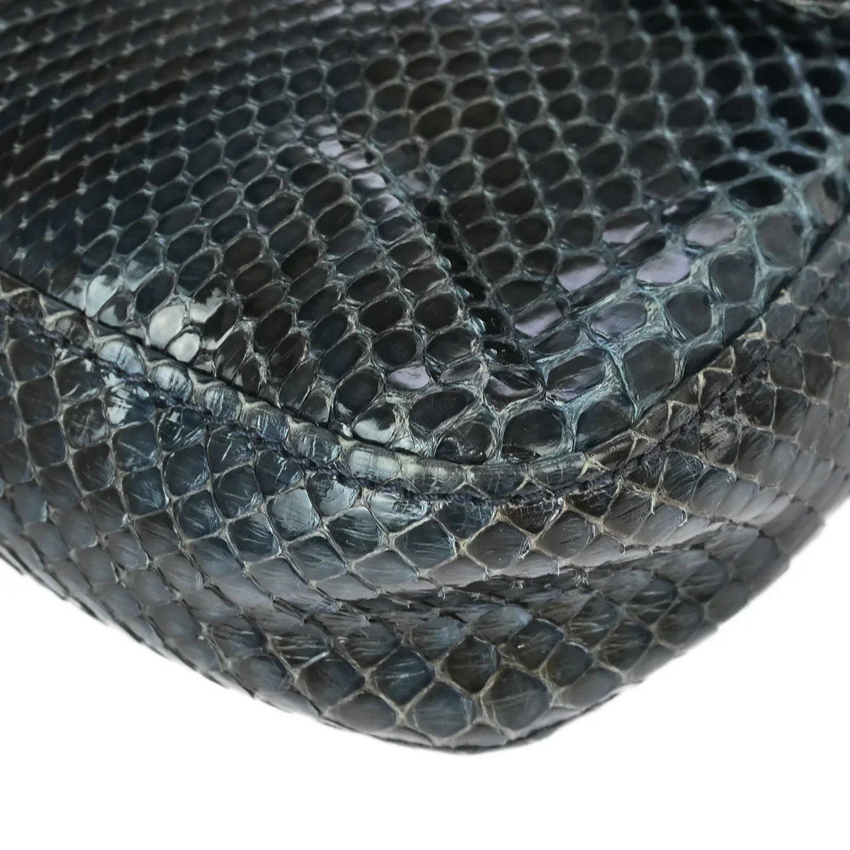 Fendi* 2008 Navy Python Baguette Handbag - Image 3