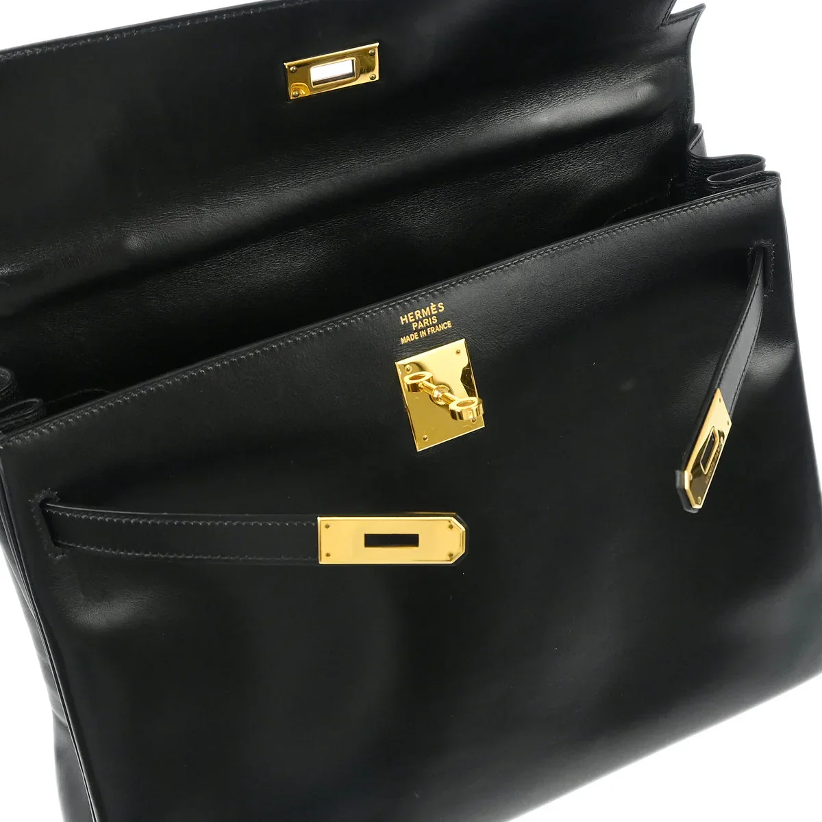 Hermes 2000 Black Box Calf Kelly 35 Retourne 2way Shoulder Handbag - Image 7