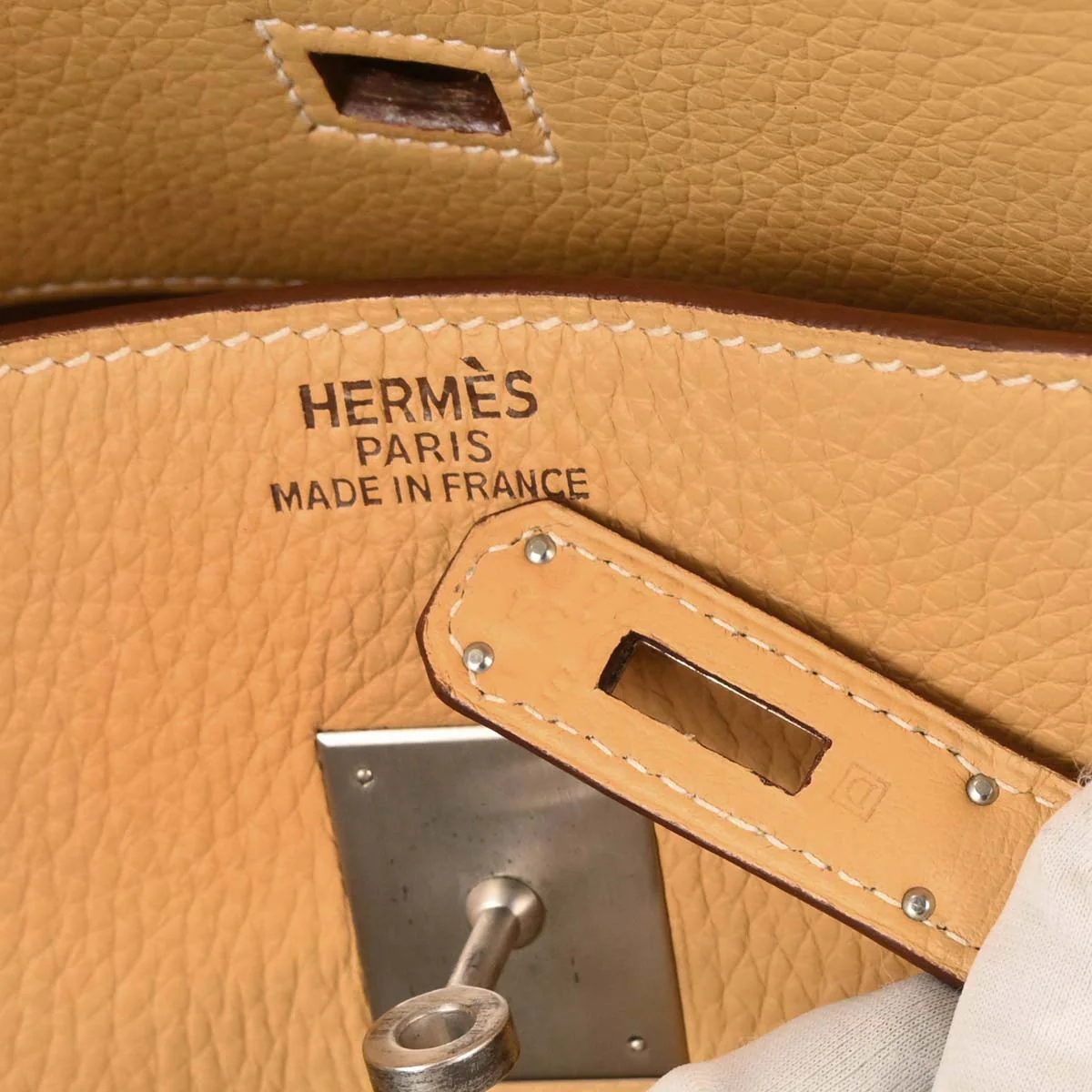 Hermes Natural Sable Taurillon Clemence Birkin 45 Handbag - Image 11