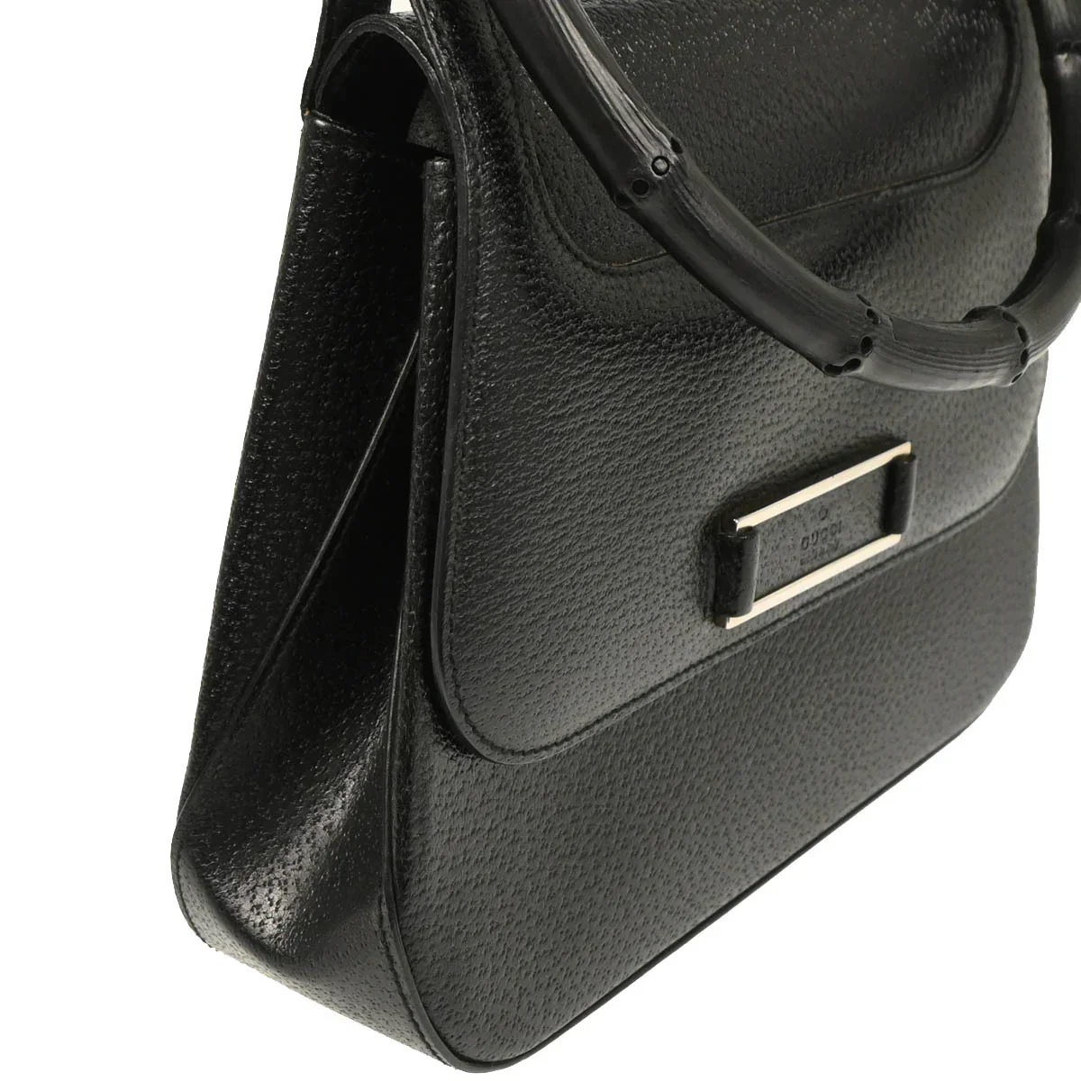 Gucci Black Pigskin Bamboo Handbag - Image 3