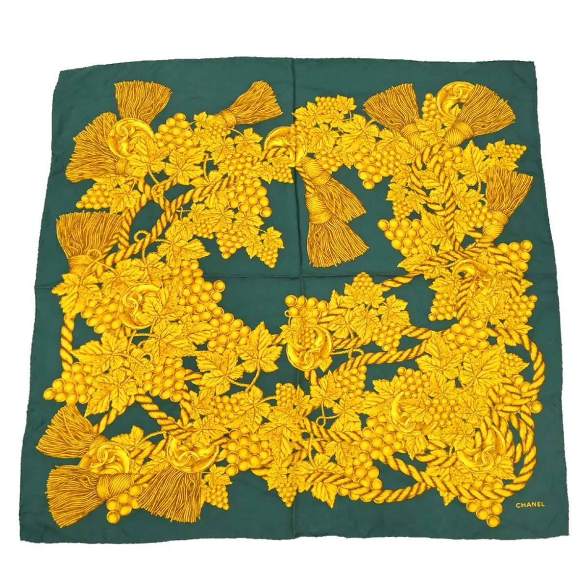 Chanel Dark Green Scarf Small Good