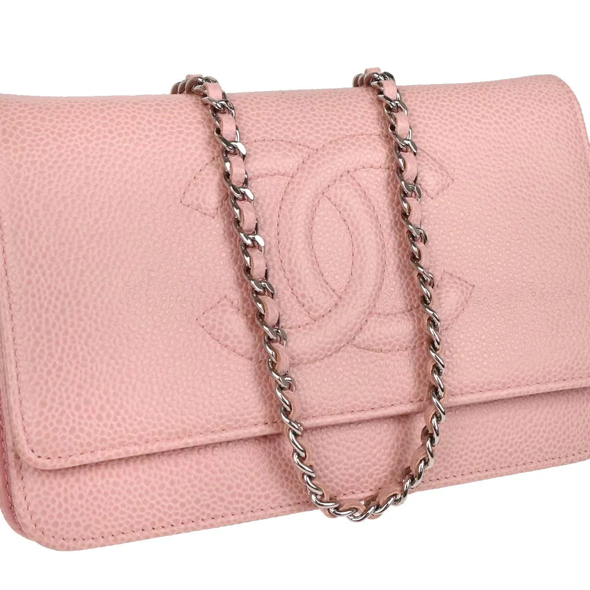 Chanel 2012 Pink Caviar Timeless WOC Wallet On Chain - Image 3