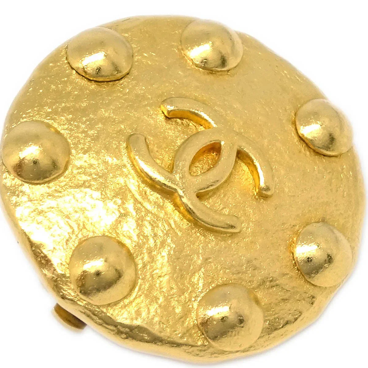 Chanel Button Earrings Clip-On Gold 97A - Image 2