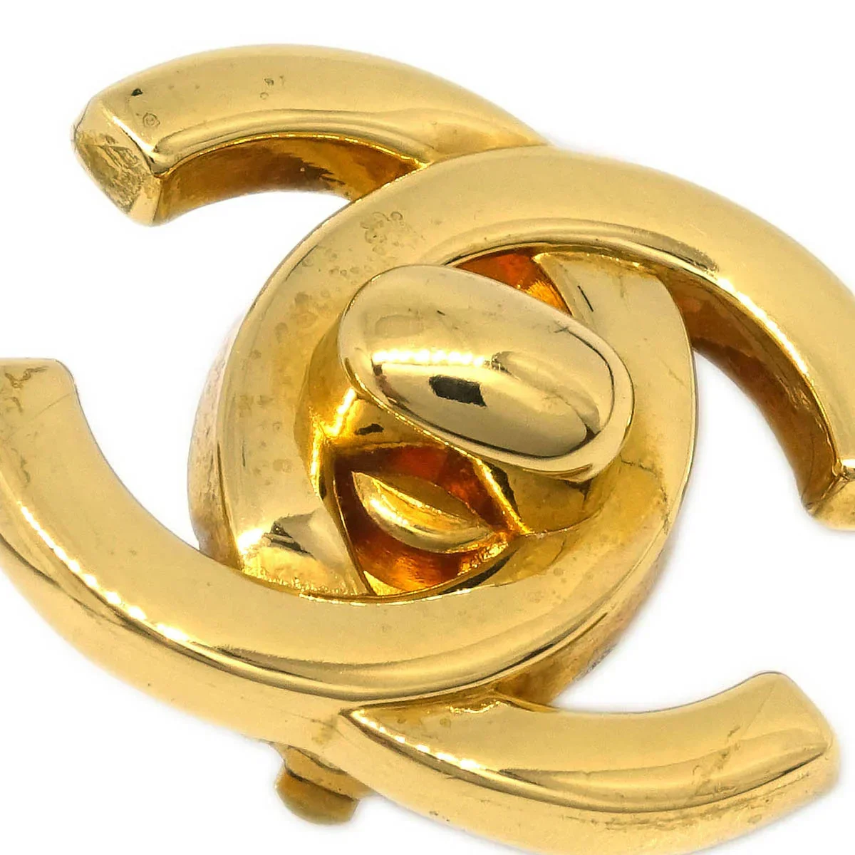 Chanel CC Turnlock Earrings Clip-On Gold Small 95A - Image 2
