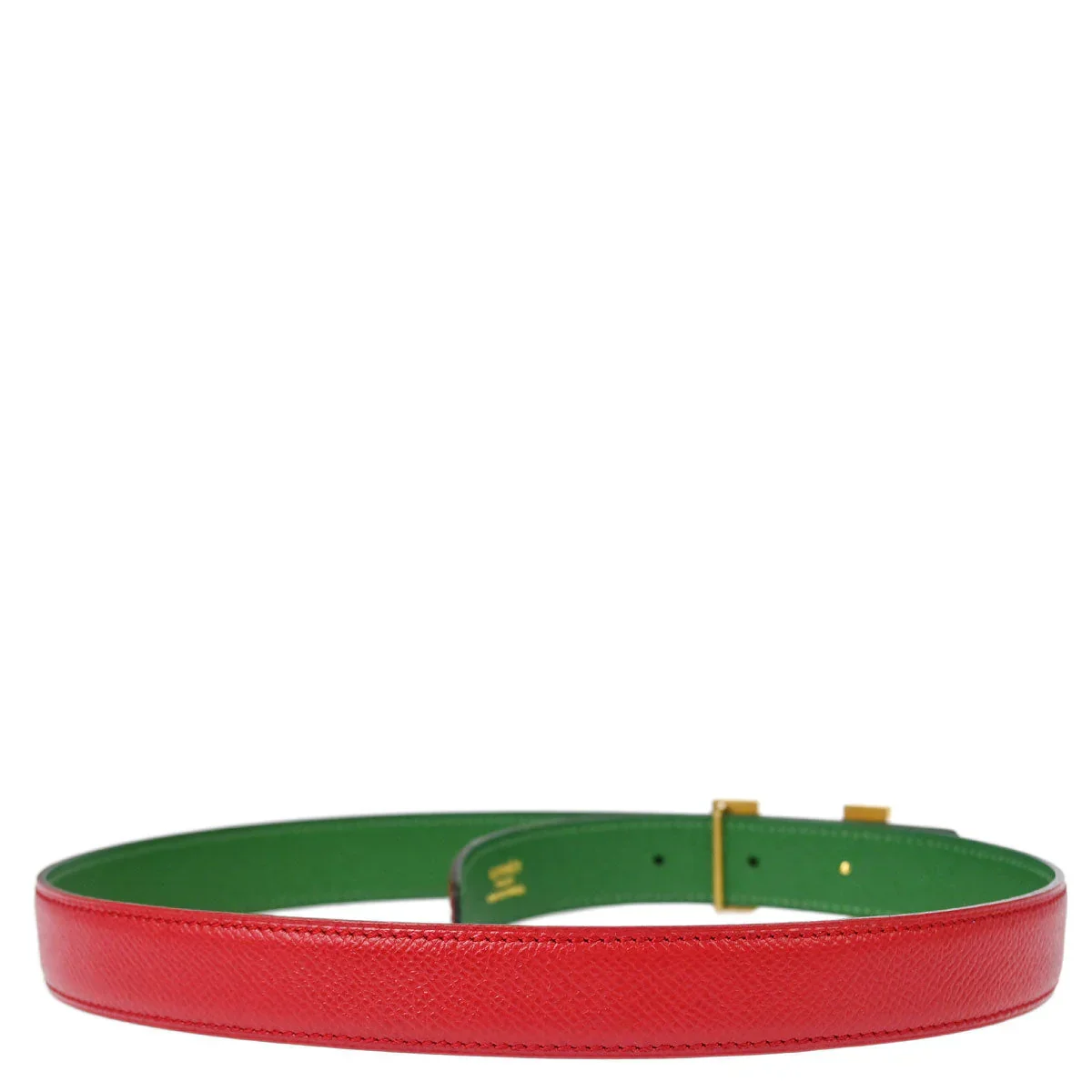 Hermes Red Courchevel Constance Reversible Belt #65 Small Good - Image 3