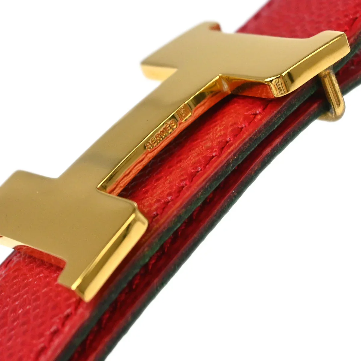 Hermes Red Courchevel Constance Reversible Belt #65 Small Good - Image 4