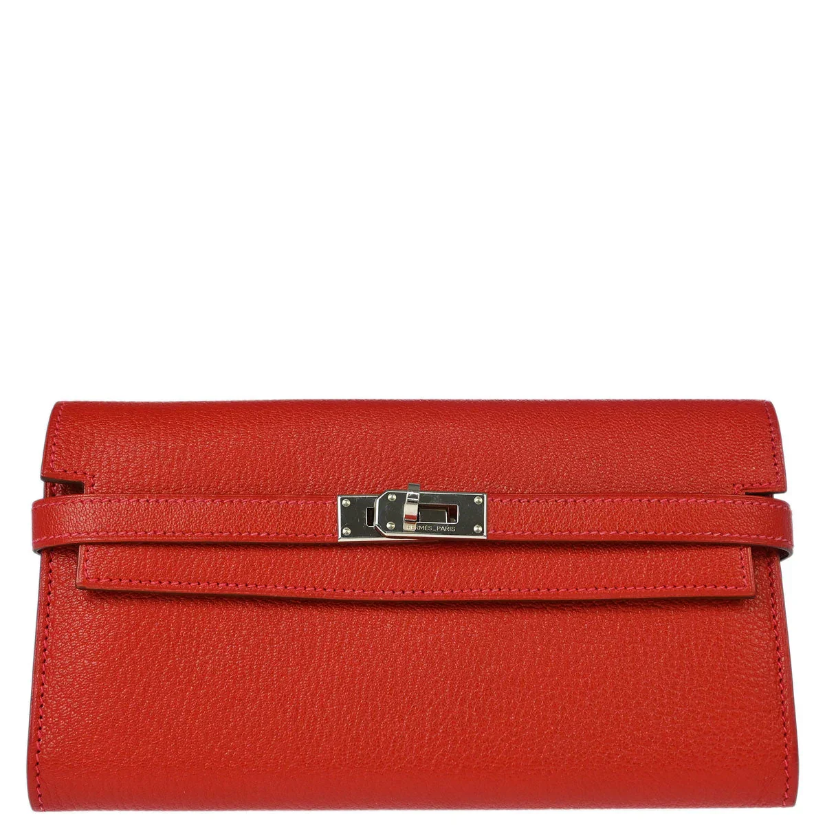 Hermes 2008 Rouge Venitienne Chevre Mysore Kelly Wallet Purse