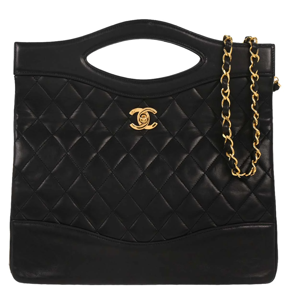 Chanel Black Lambskin 2way Shoulder Handbag