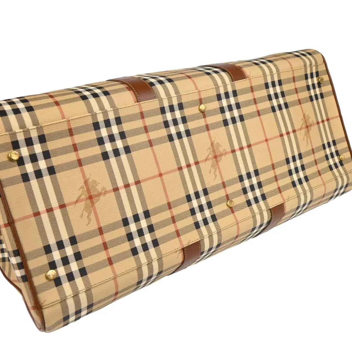 Burberry Beige PVC House Check Duffle 2way Shoulder Handbag - Image 4