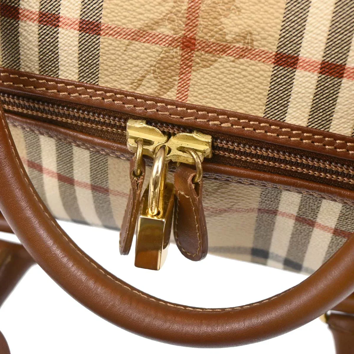 Burberry Beige PVC House Check Duffle 2way Shoulder Handbag - Image 7