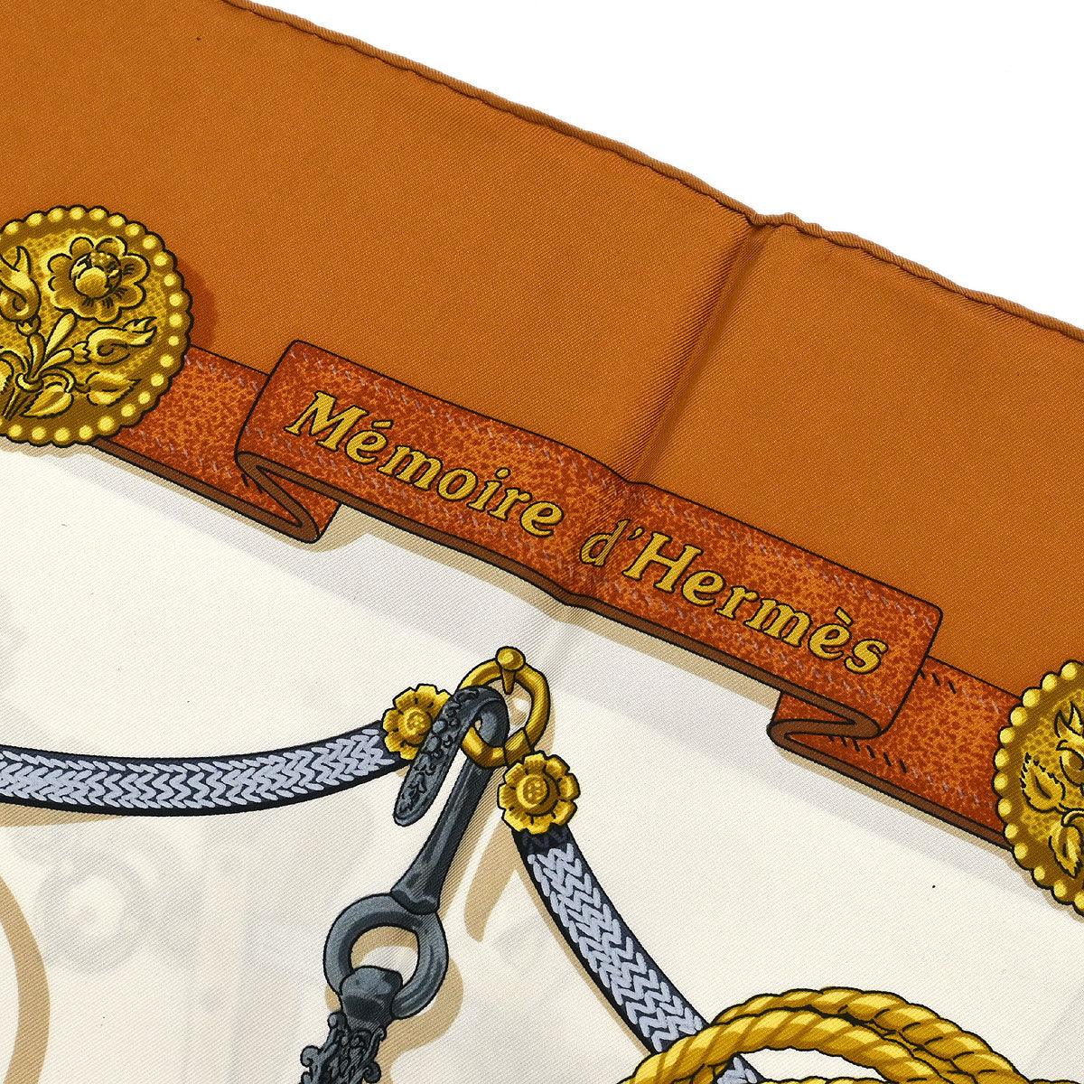 Hermes Scarf Carre 90 Memoire d'Hermes Brown Small Good - Image 3