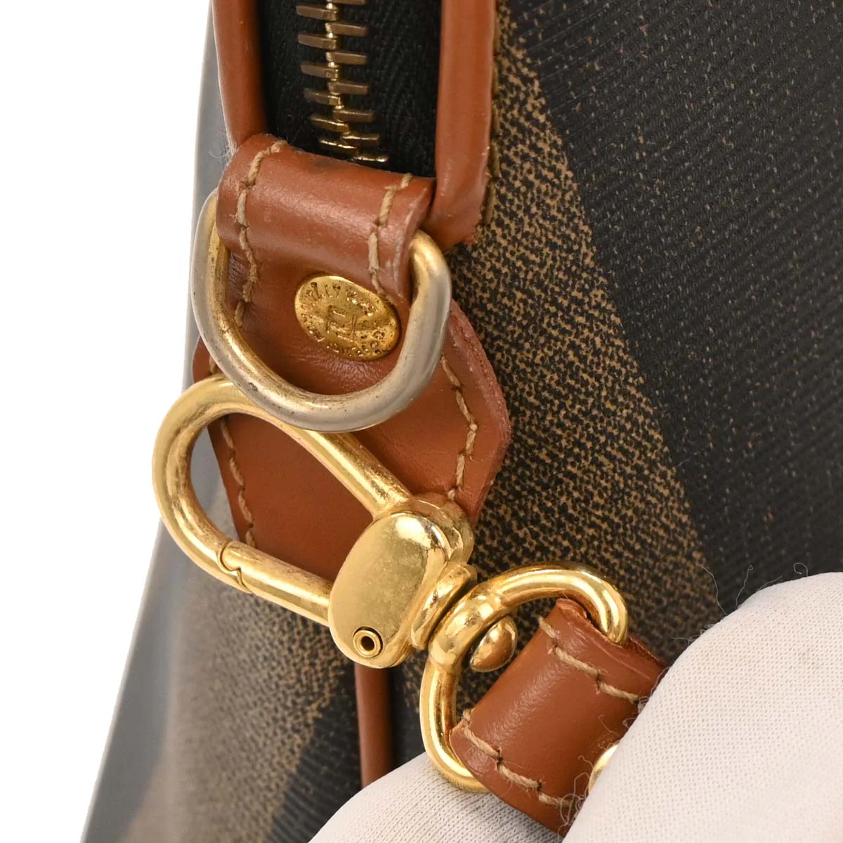 Fendi Brown Black Pequin 2way Shoulder Handbag - Image 3