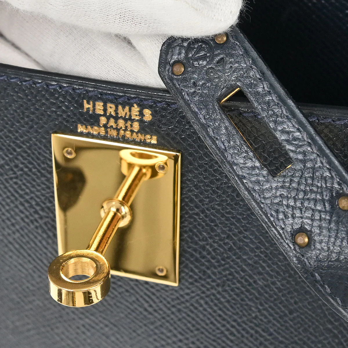 Hermes Blue Indigo Courchevel Kelly 28 Sellier 2way Shoulder Handbag - Image 10