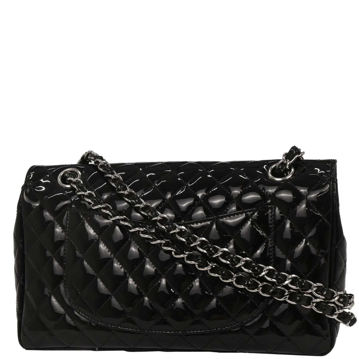 Chanel 2006-2008 Black Patent Leather Secret Label Single Flap Shoulder Bag - Image 2