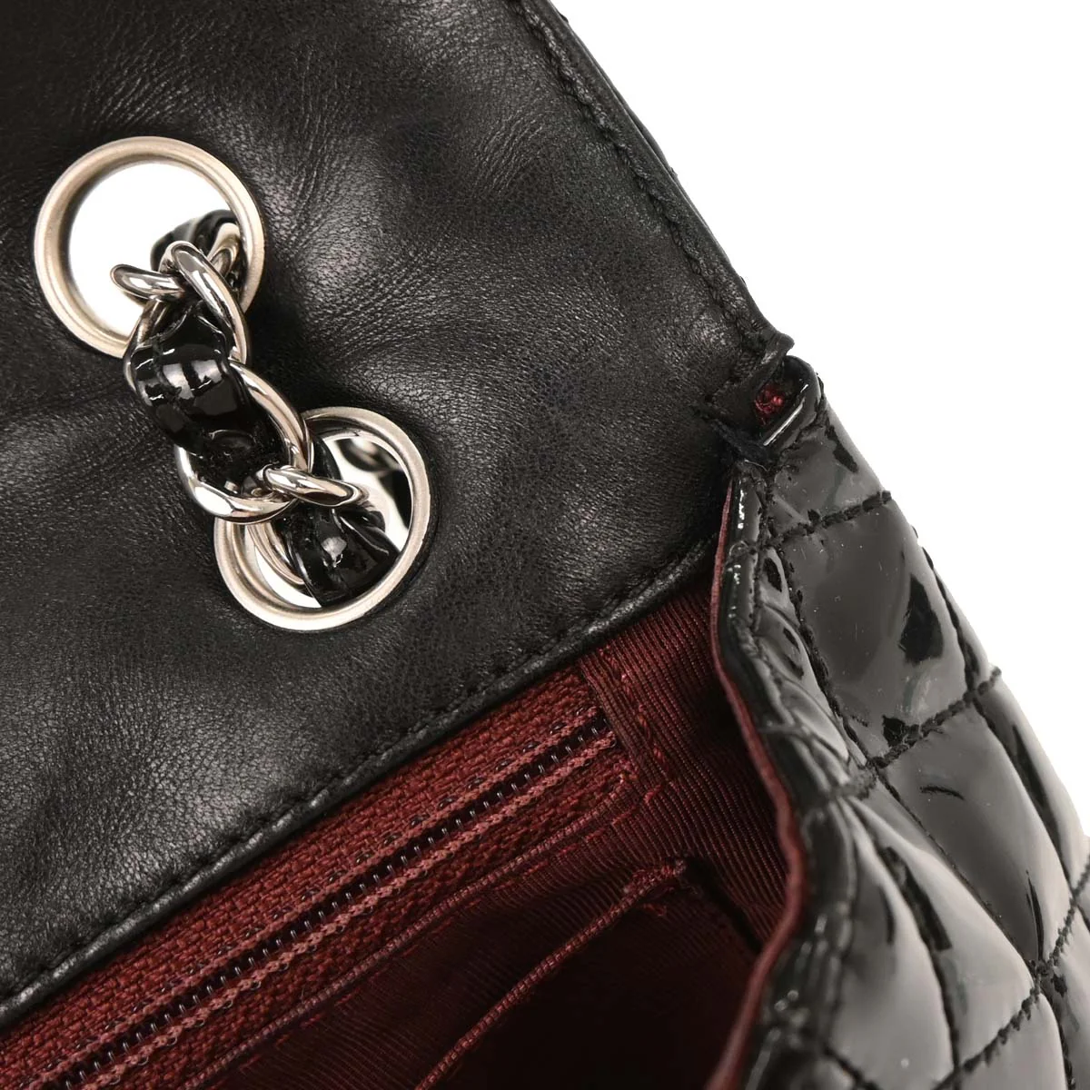 Chanel 2006-2008 Black Patent Leather Secret Label Single Flap Shoulder Bag - Image 7