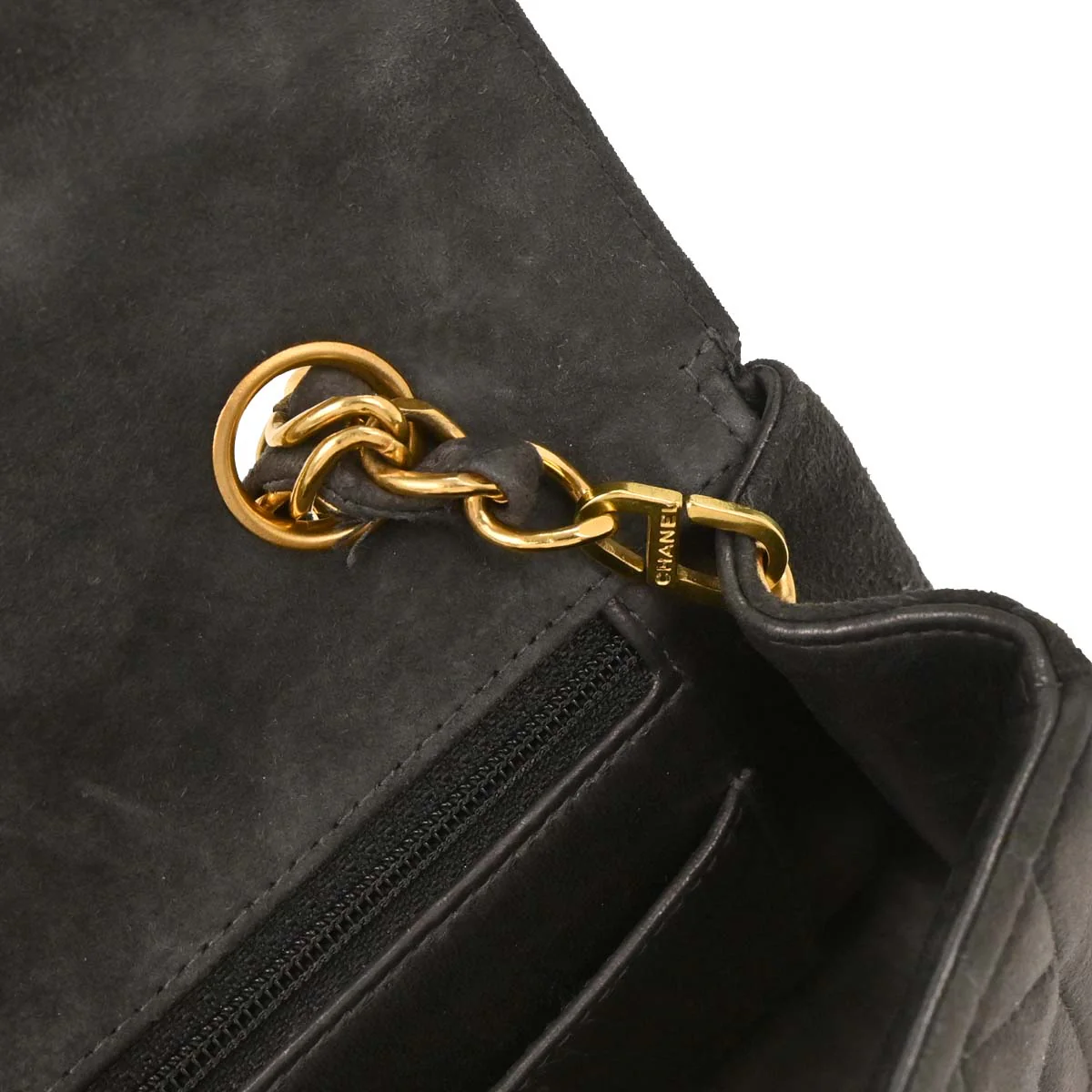 Chanel 1994-1996 Gray Suede Chain Handbag - Image 6