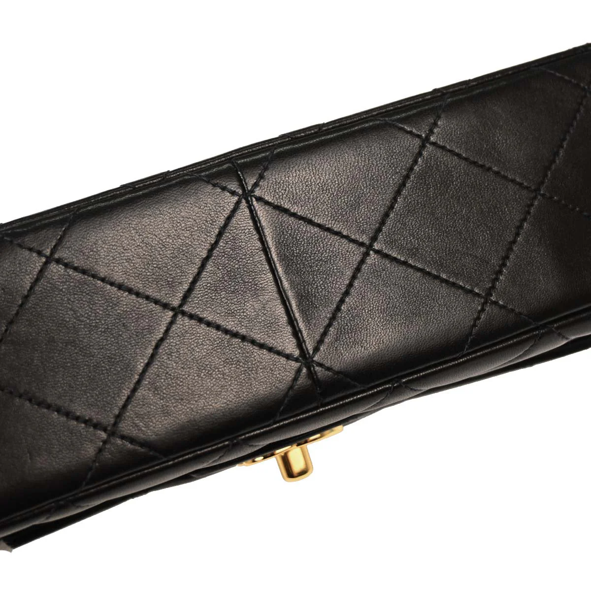 Chanel 1994-1996 Black Lambskin Single Flap Shoulder Bag - Image 4
