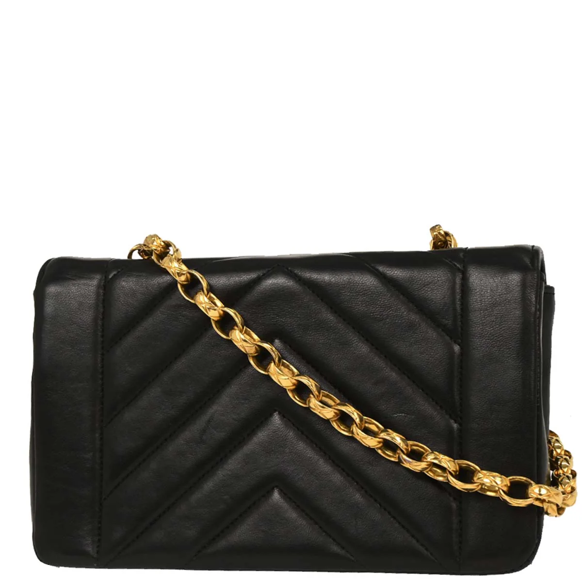 Chanel Black Lambskin Chevron Shoulder Bag - Image 2